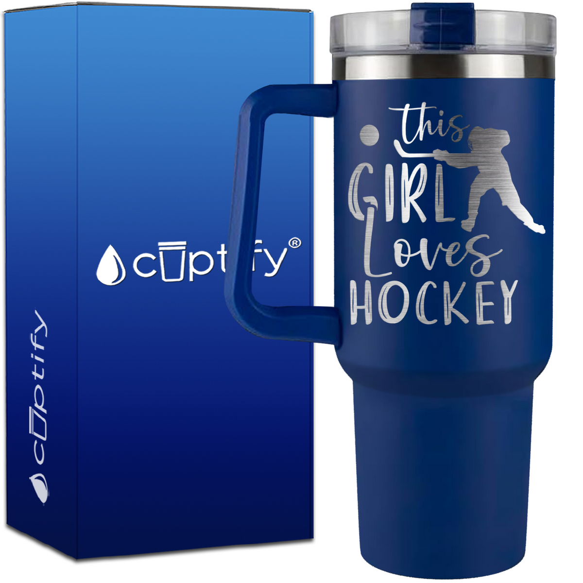 This Girl Loves Hockey on 40oz Hockey Traveler Mug