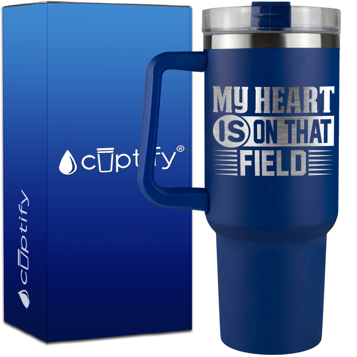 My Heart is on that Field on 40oz Soccer Traveler Mug