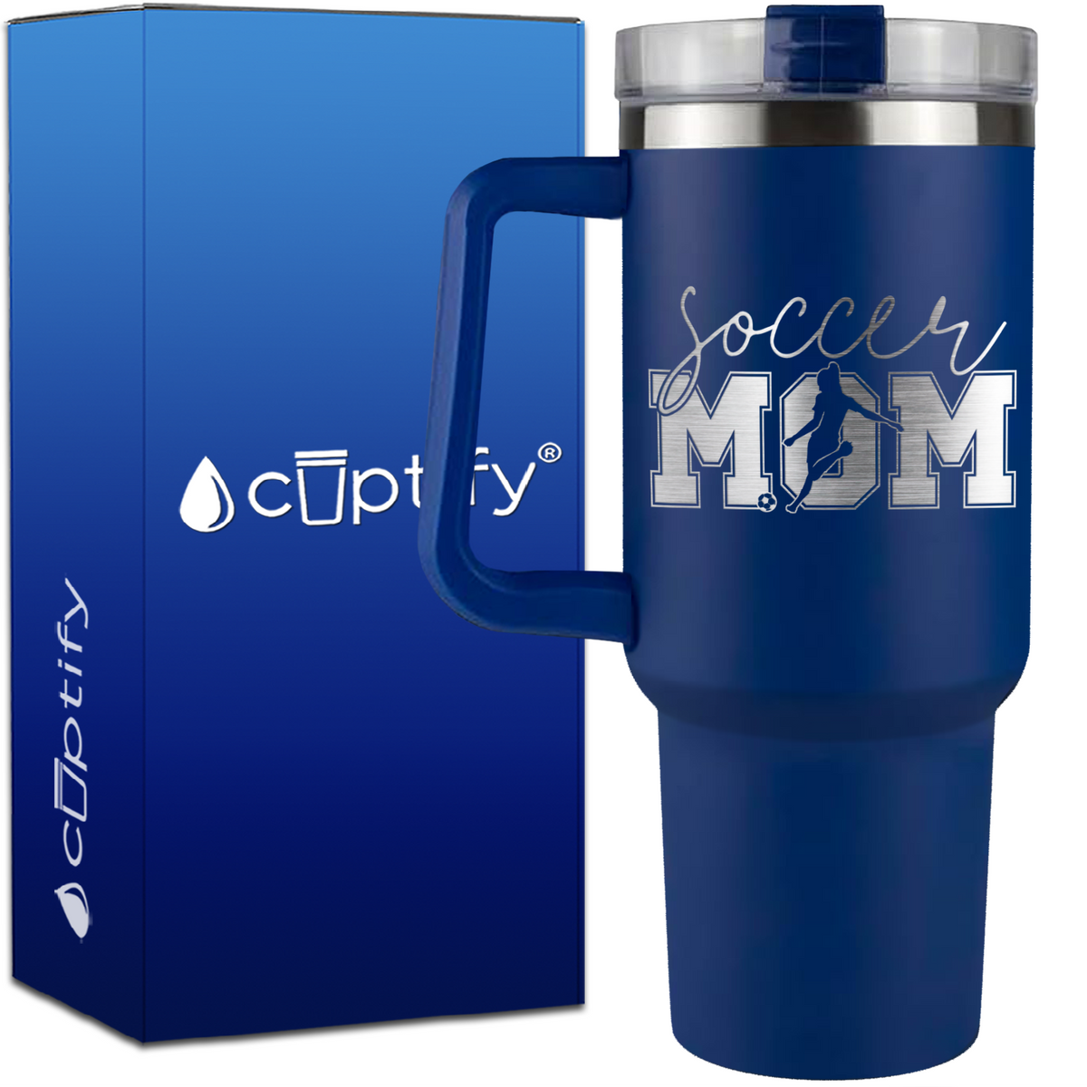 Soccer Mom with Player on 40oz Soccer Traveler Mug