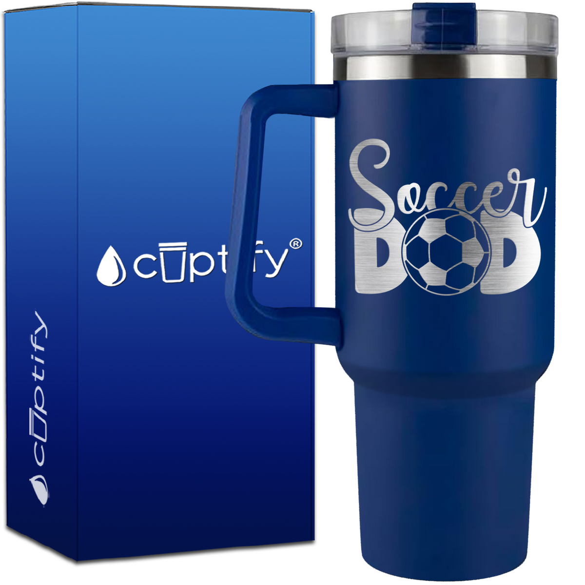 Soccer Dad with Ball on 40oz Soccer Traveler Mug