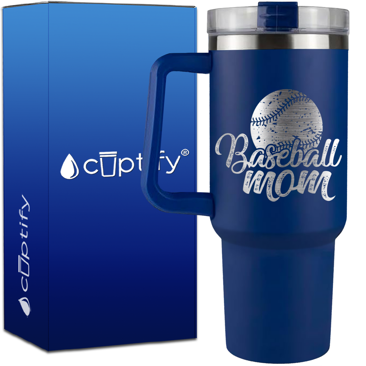 Baseball Mom Distressed on 40oz Baseball Traveler Mug