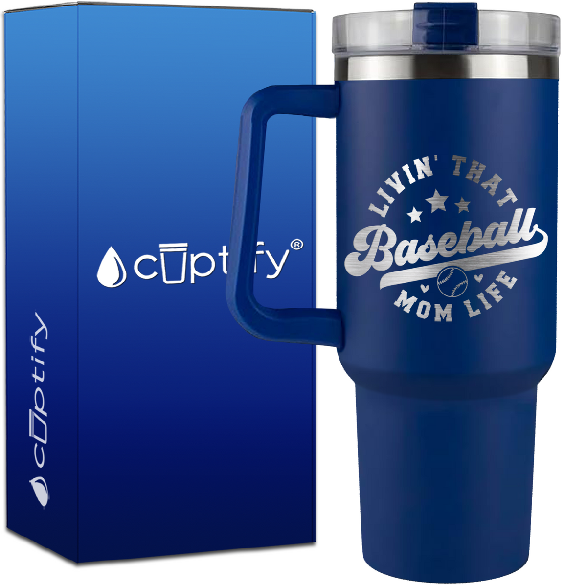 Livin' That Baseball Mom Life on 40oz Baseball Traveler Mug