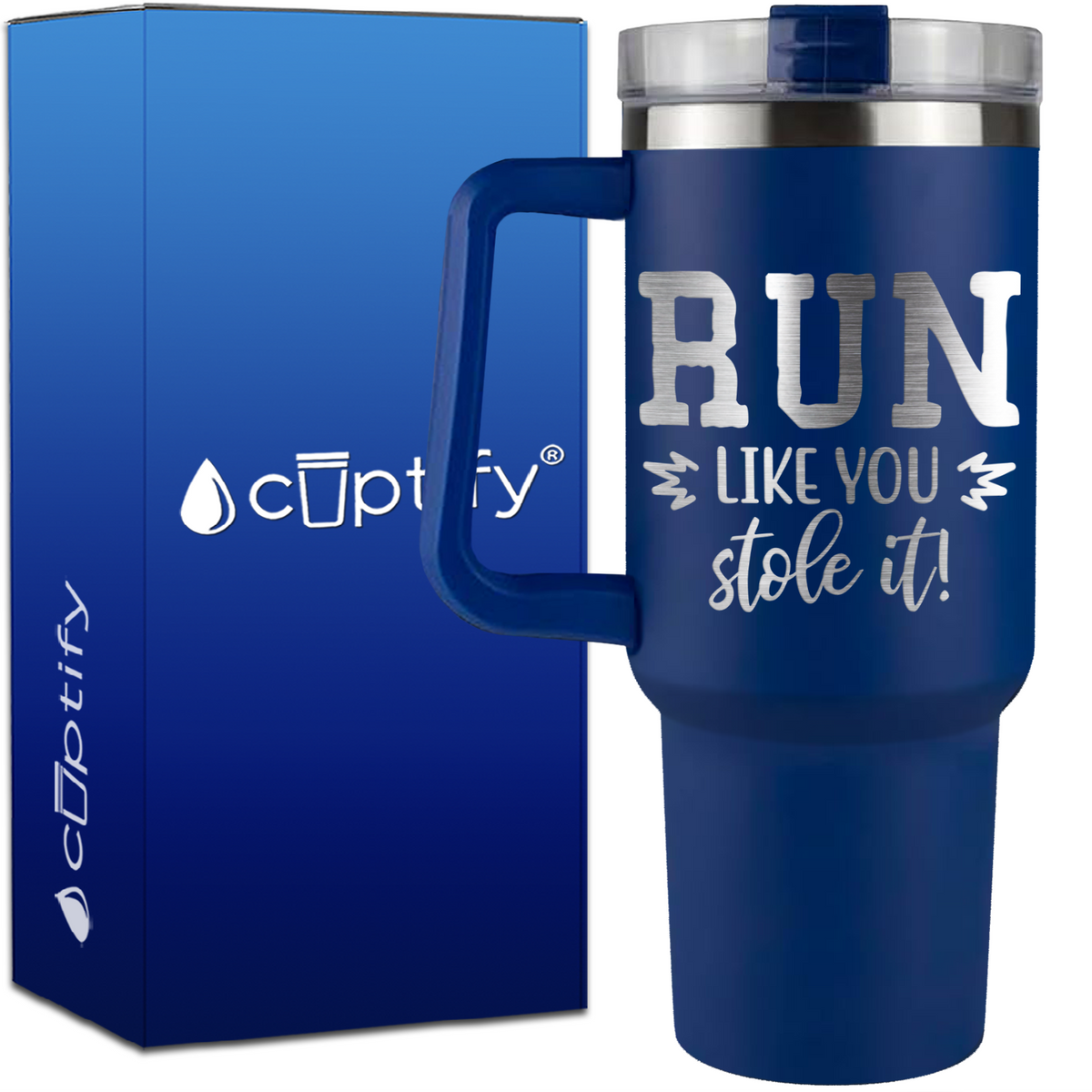 Run Like You Stole It on 40oz Baseball Traveler Mug