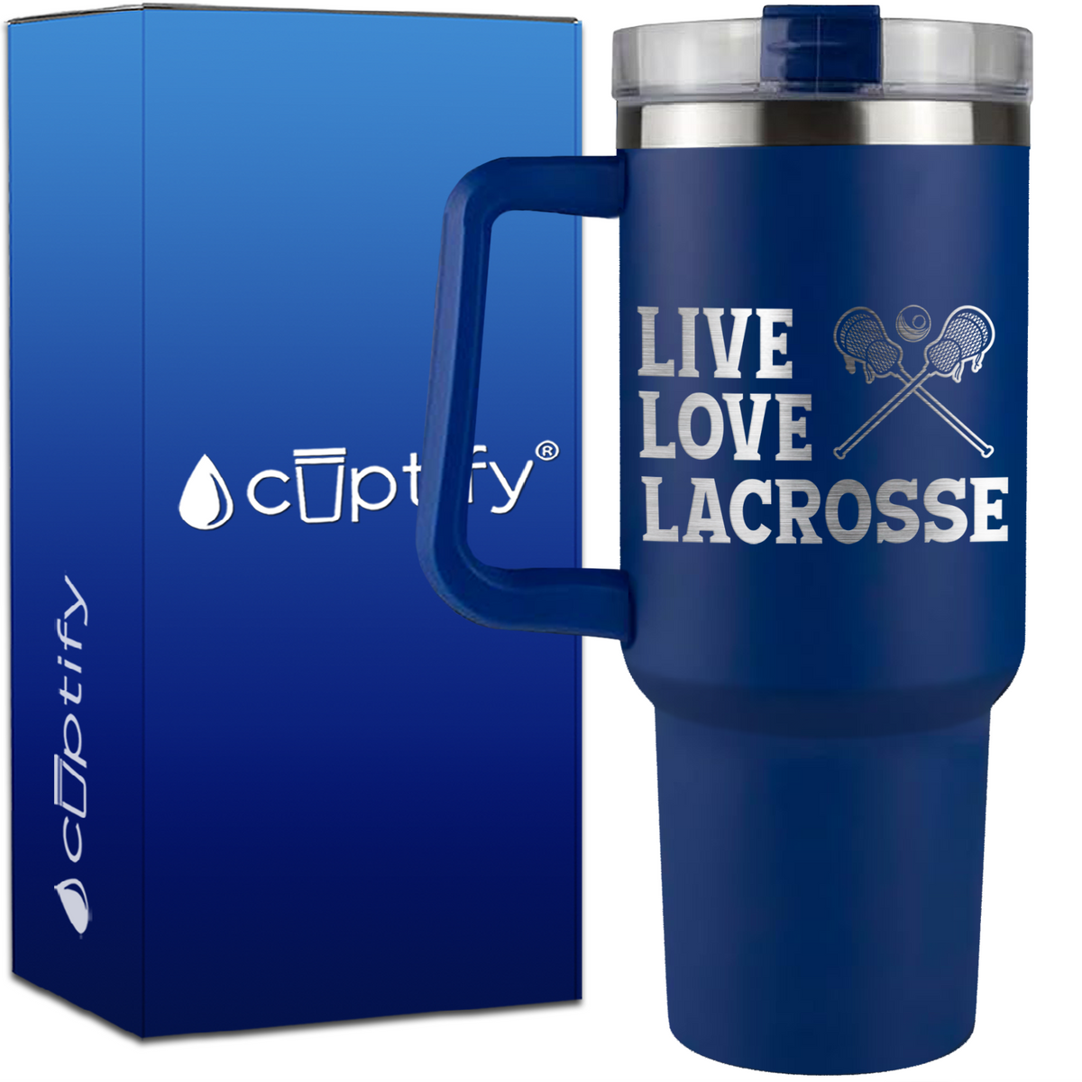 Live Love Lacrosse on 40oz Lacrosse Traveler Mug