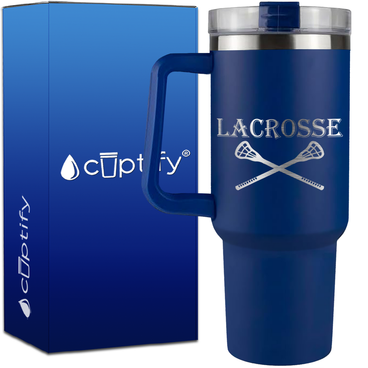Lacrosse Sticks Crossing on 40oz Lacrosse Traveler Mug