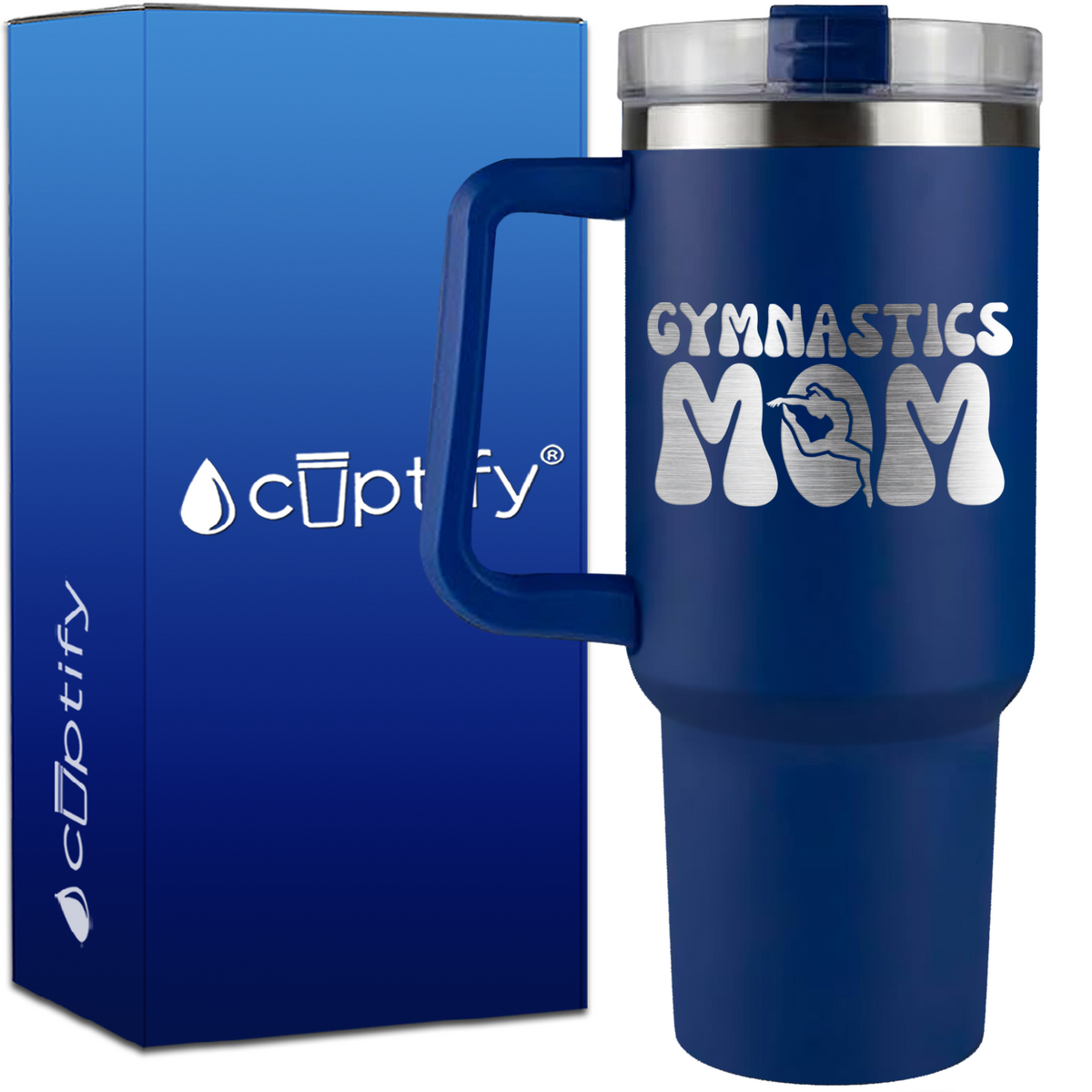 Gymnastics Mom with Silhouette on 40oz Gymnastics Traveler Mug
