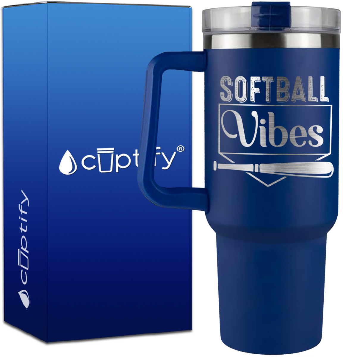 Softball Vibes on 40oz Softball Traveler Mug