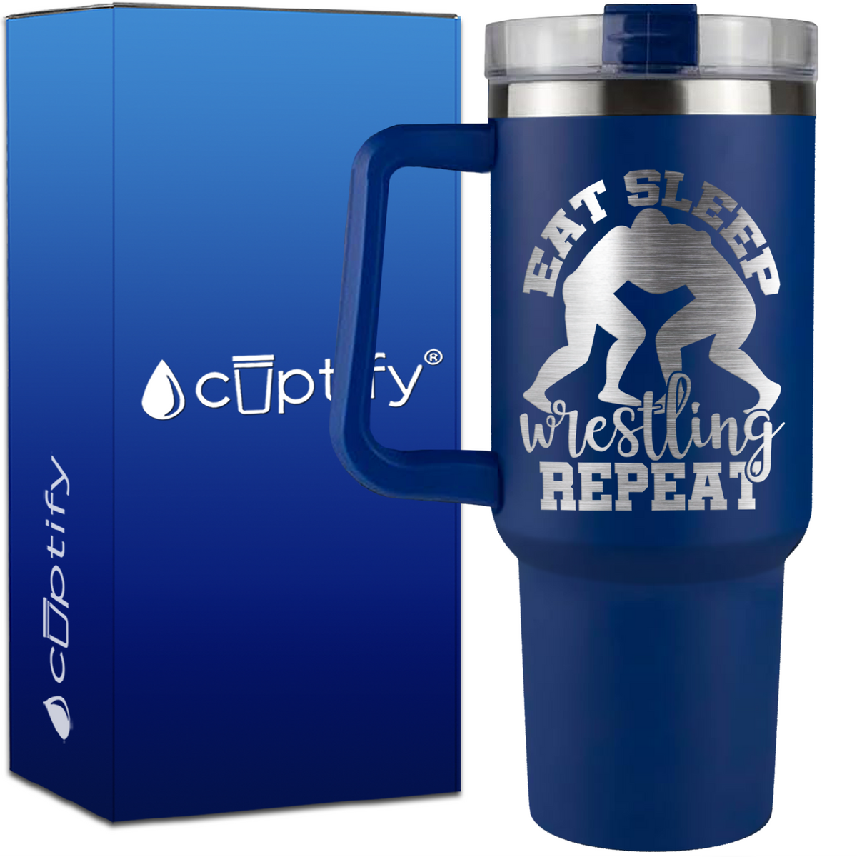 Eat Sleep Wrestling Repeat on 40oz Wrestling Traveler Mug