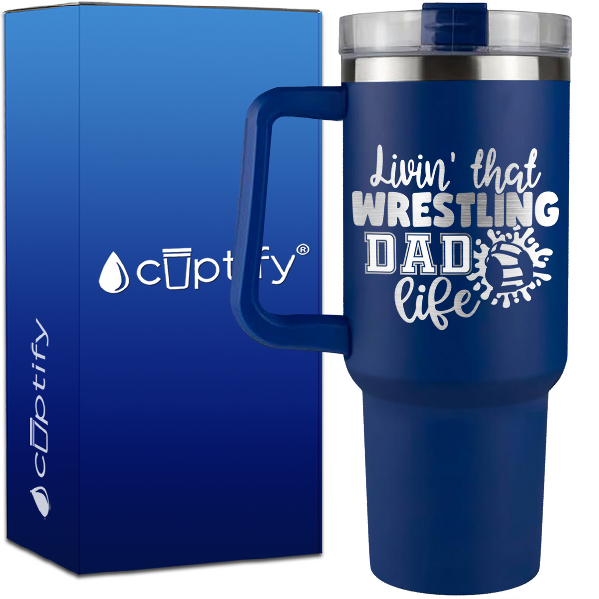 Livin' That Wrestling Dad Life Headgear  on 40oz Wrestling Traveler Mug