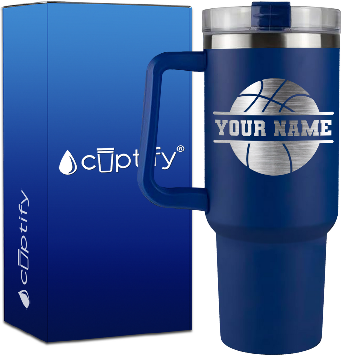Personalized Basketball on 40oz Basketball Traveler Mug