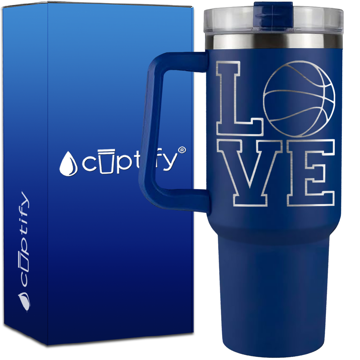 Love Basketball  on 40oz Basketball Traveler Mug