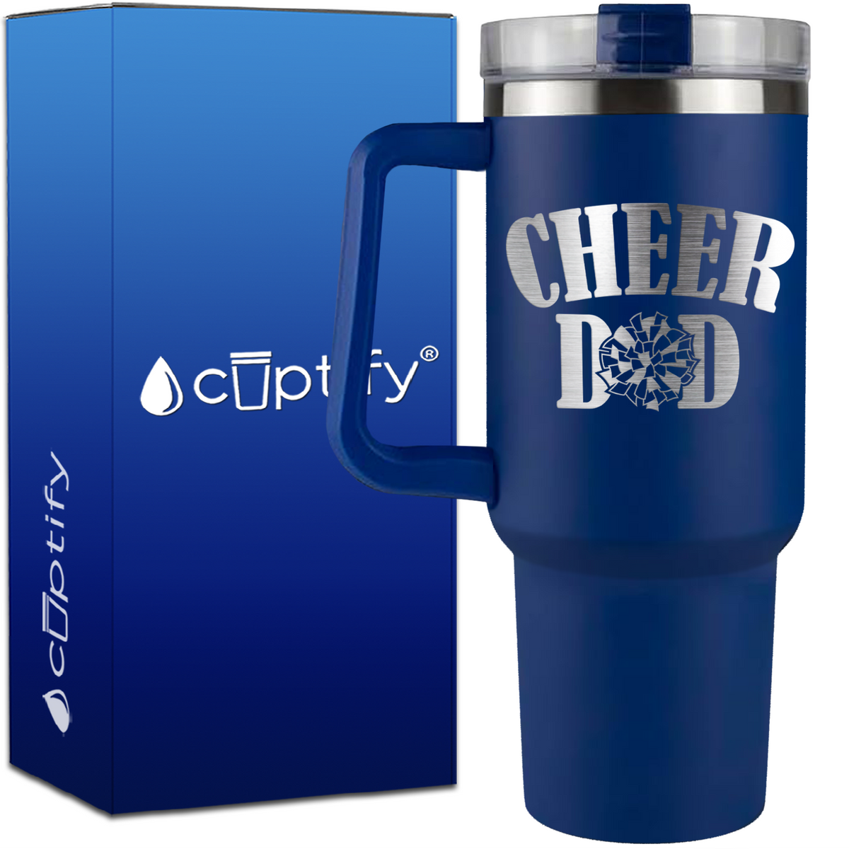 Cheer Dad Pom Pom on 40oz Cheer Traveler Mug