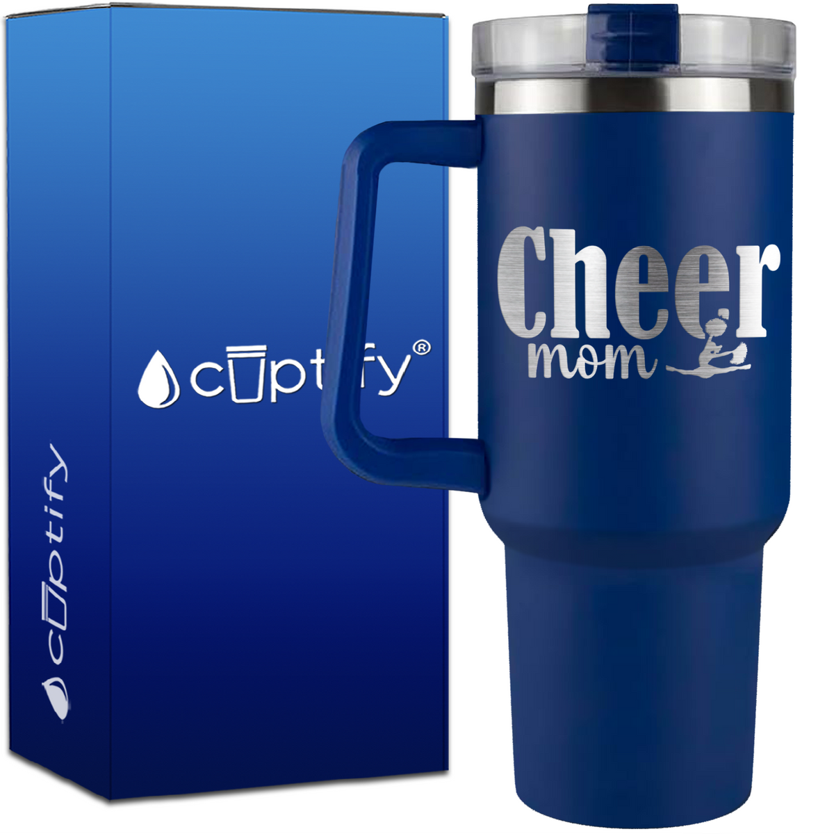 Cheer Mom with Cheerleader on 40oz Cheer Traveler Mug