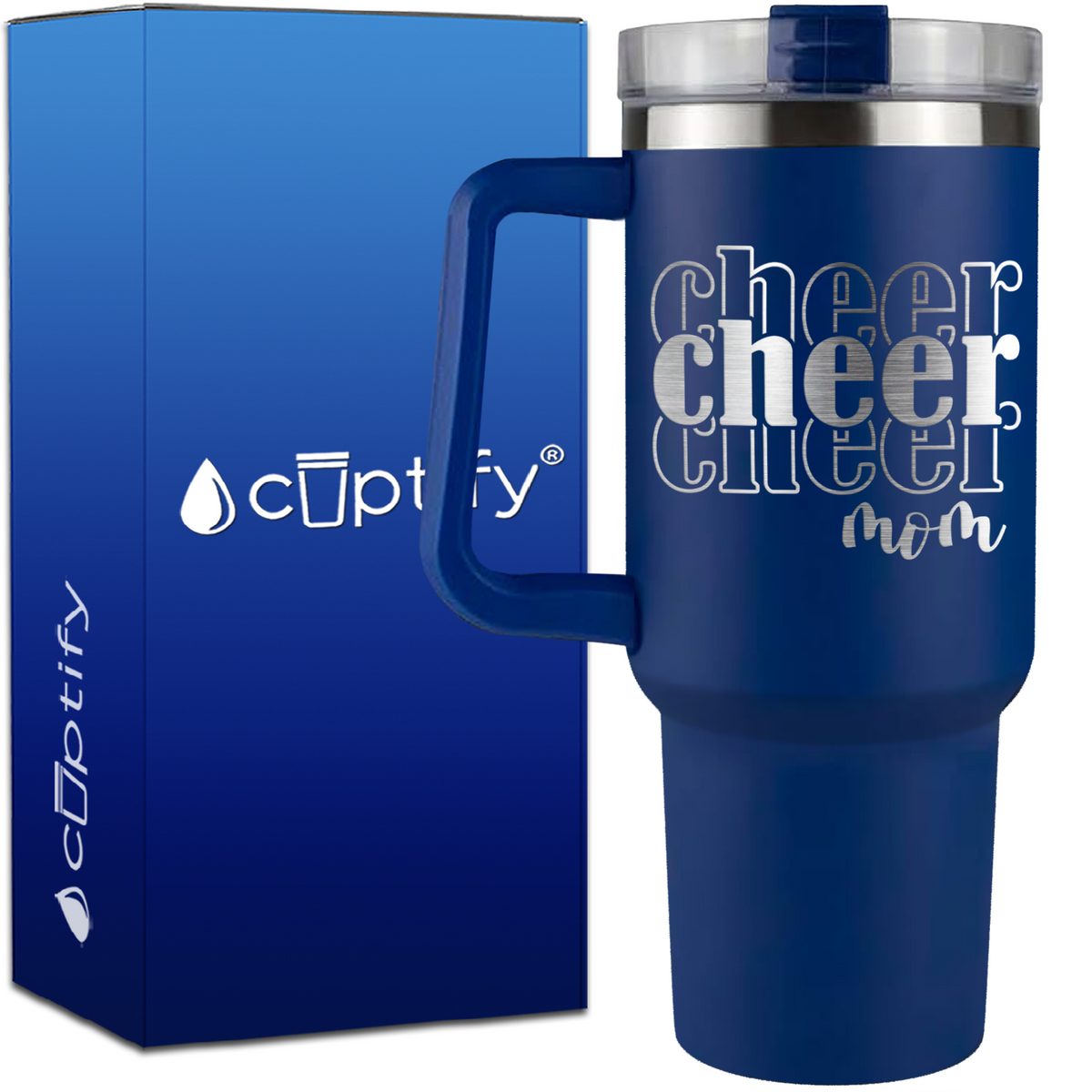 Cheer Cheer Cheer Mom on 40oz Cheer Traveler Mug