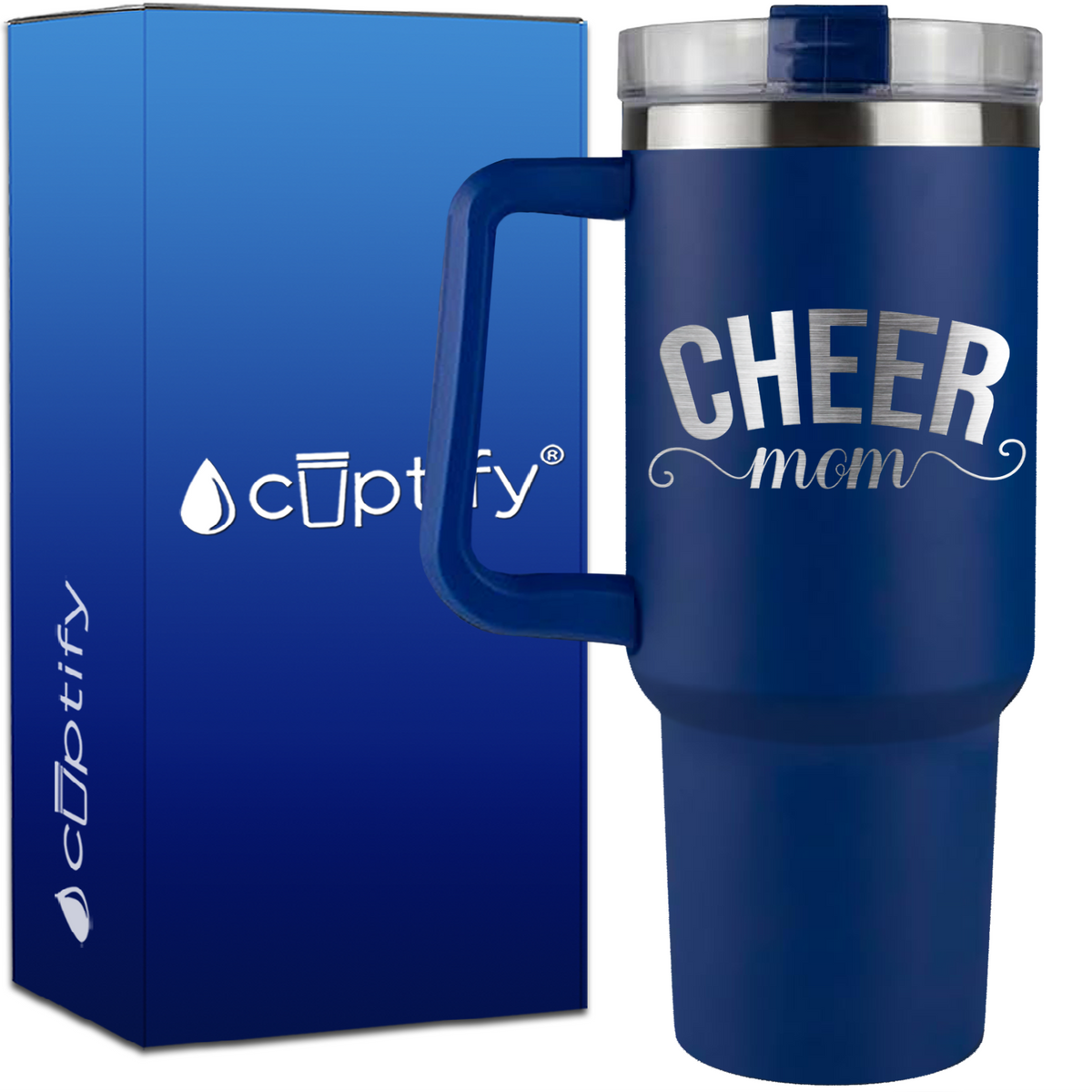 Cheer Mom Swoosh on 40oz Cheer Traveler Mug