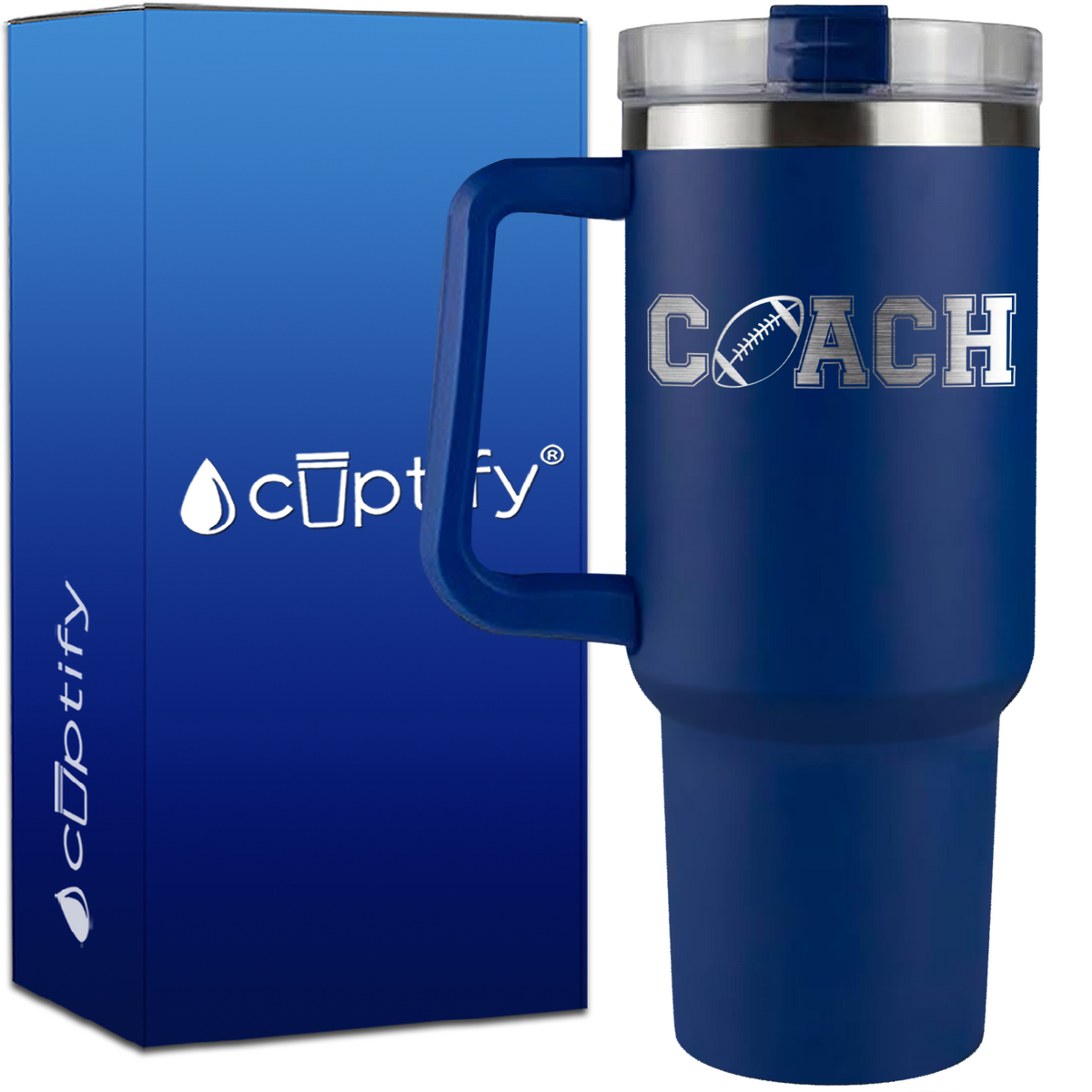 Coach Football on 40oz Coach Traveler Mug