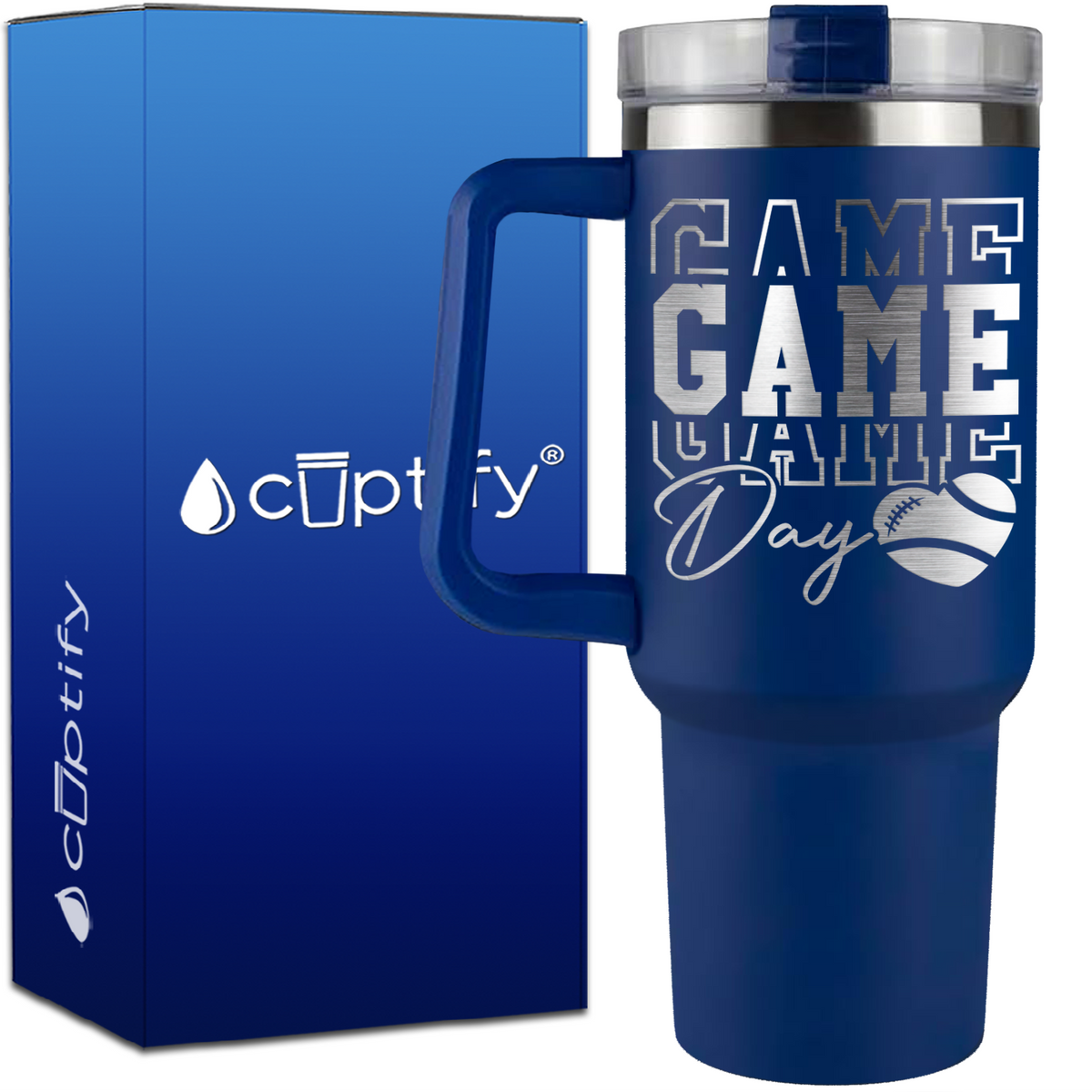 Game Game Game Day Football on 40oz Football Traveler Mug