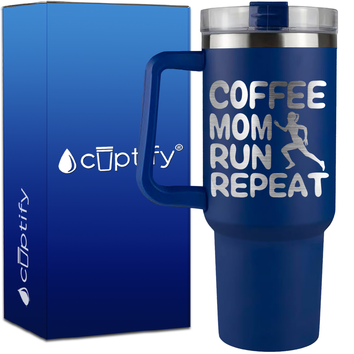 Coffee Mom Run Repeat on 40oz Running Traveler Mug