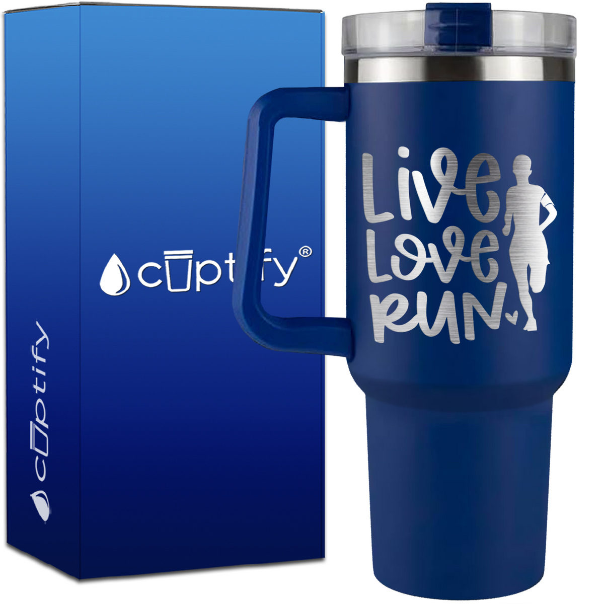 Live Love Run Silhouette on 40oz Running Traveler Mug