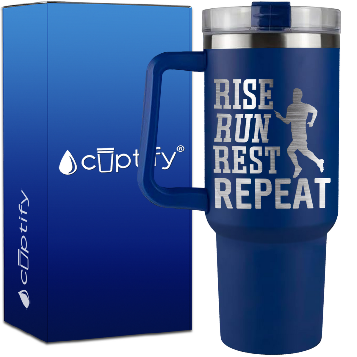 Rise Run Rest Repeat on 40oz Running Traveler Mug