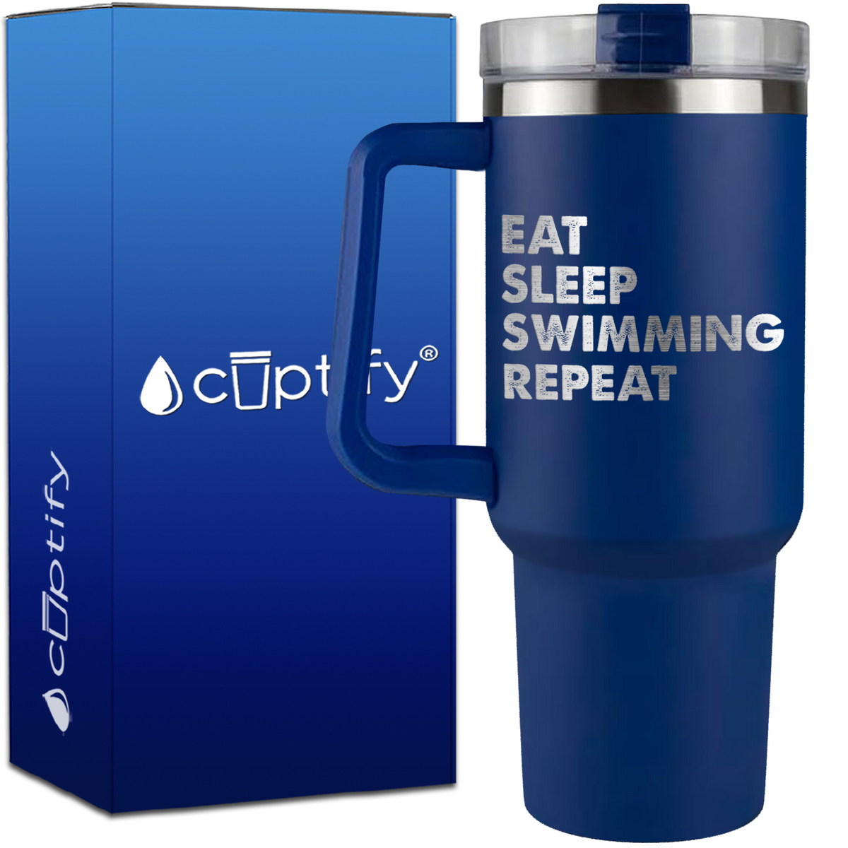 Eat Sleep Swimming Repeat on 40oz Swimming Traveler Mug