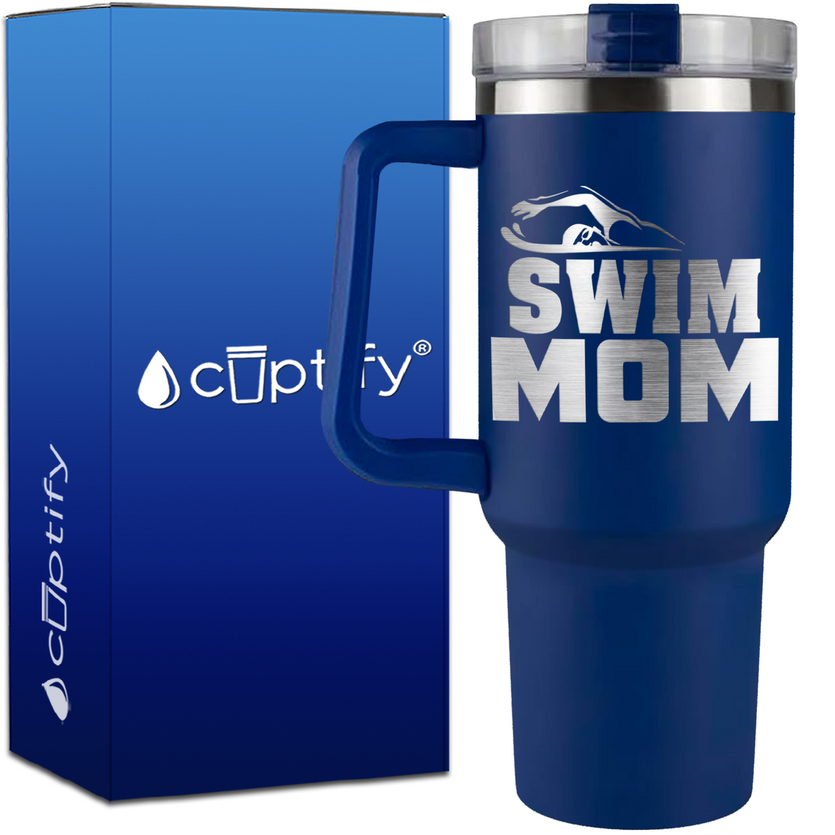 Swim Mom Silhouette on 40oz Swimming Traveler Mug