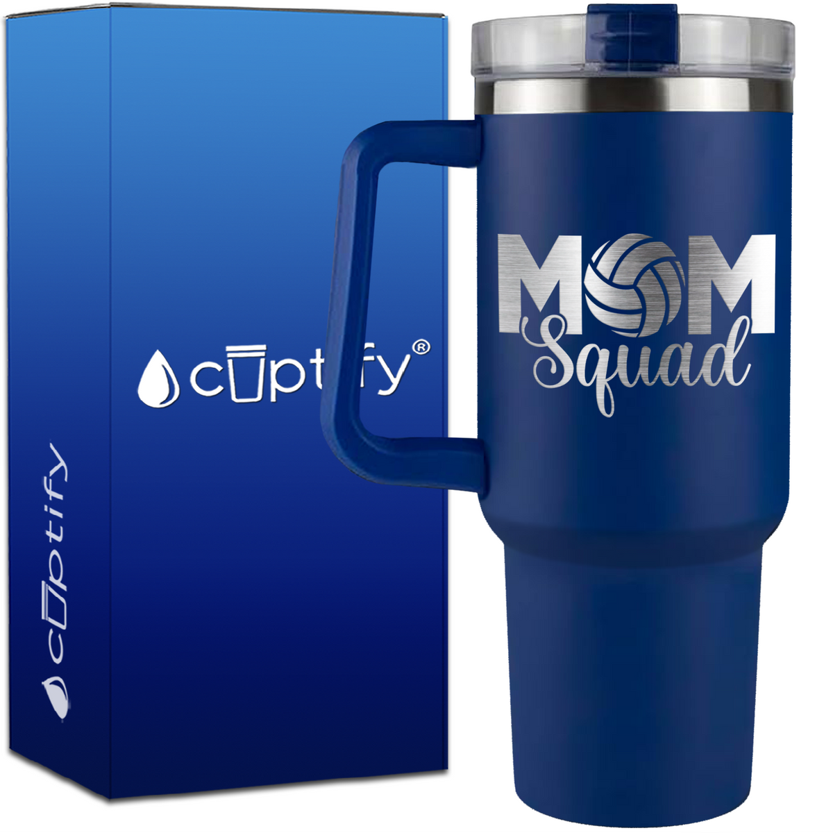 Mom Squad Volleyball on 40oz Volleyball Traveler Mug