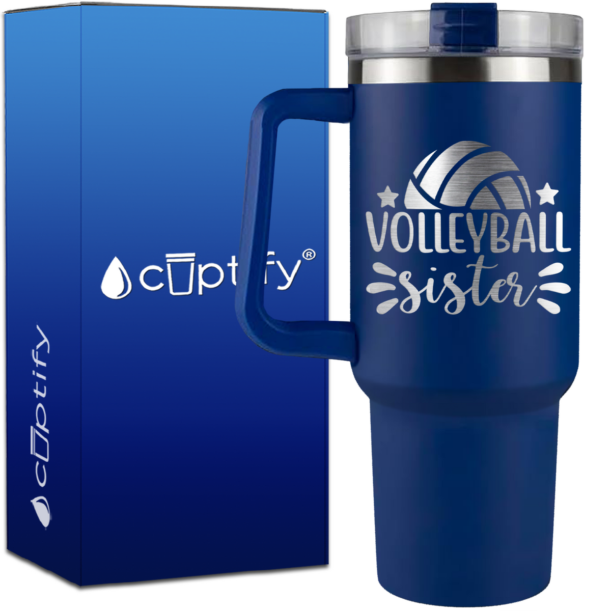 Volleyball Sister Stars on 40oz Volleyball Traveler Mug