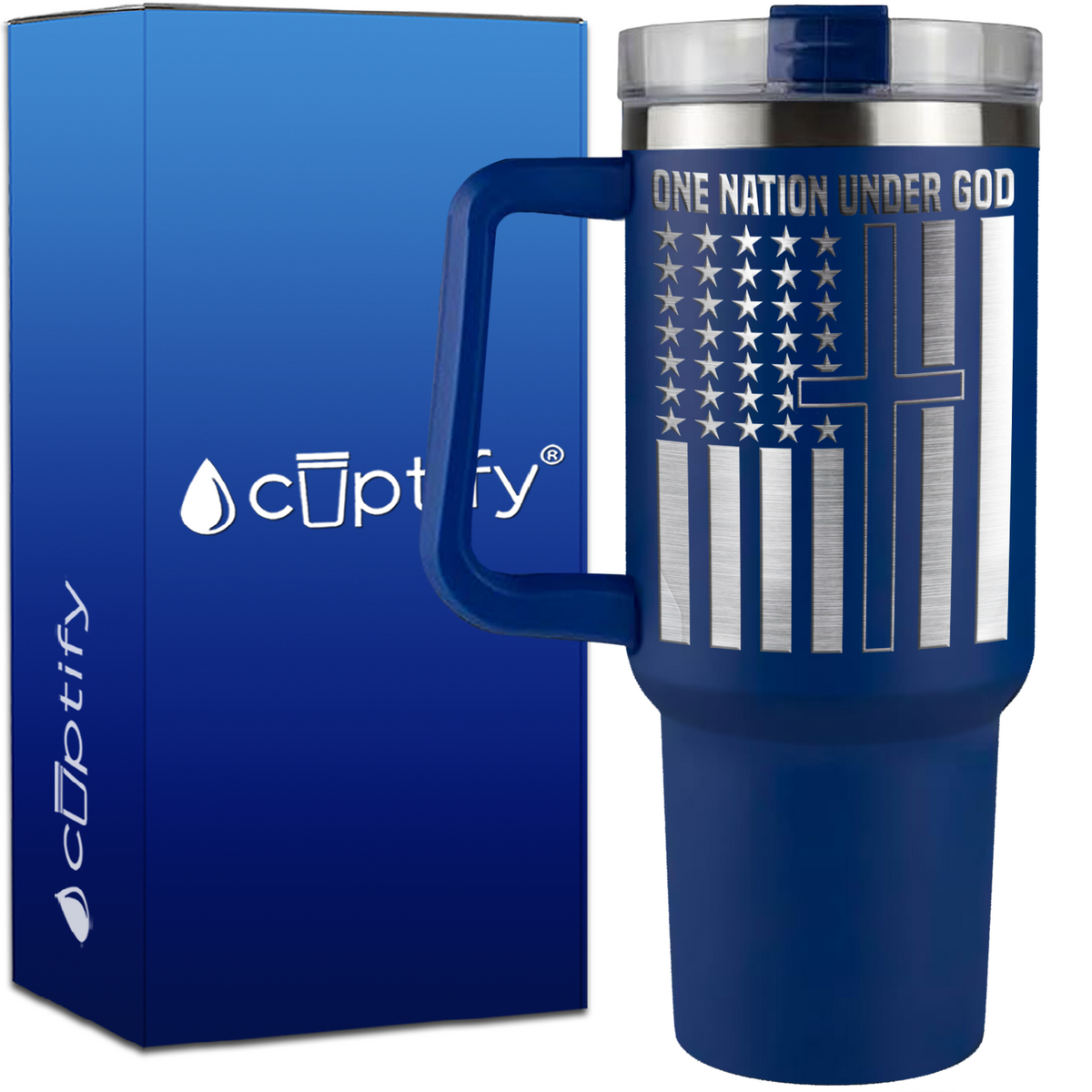 One Nation Under God on 40oz 4th of July Traveler Mug