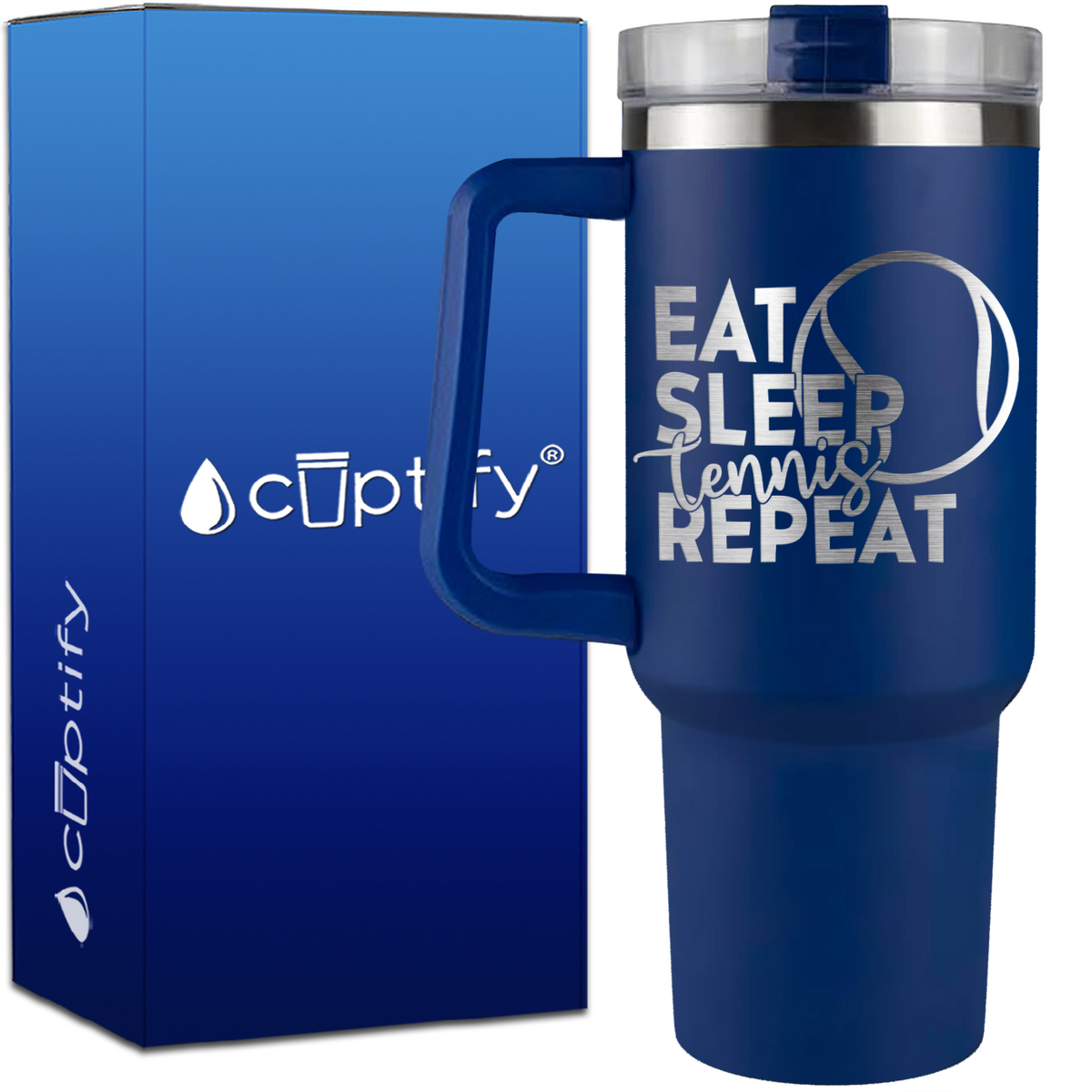 Eat Sleep Tennis Repeat on 40oz Tennis Traveler Mug