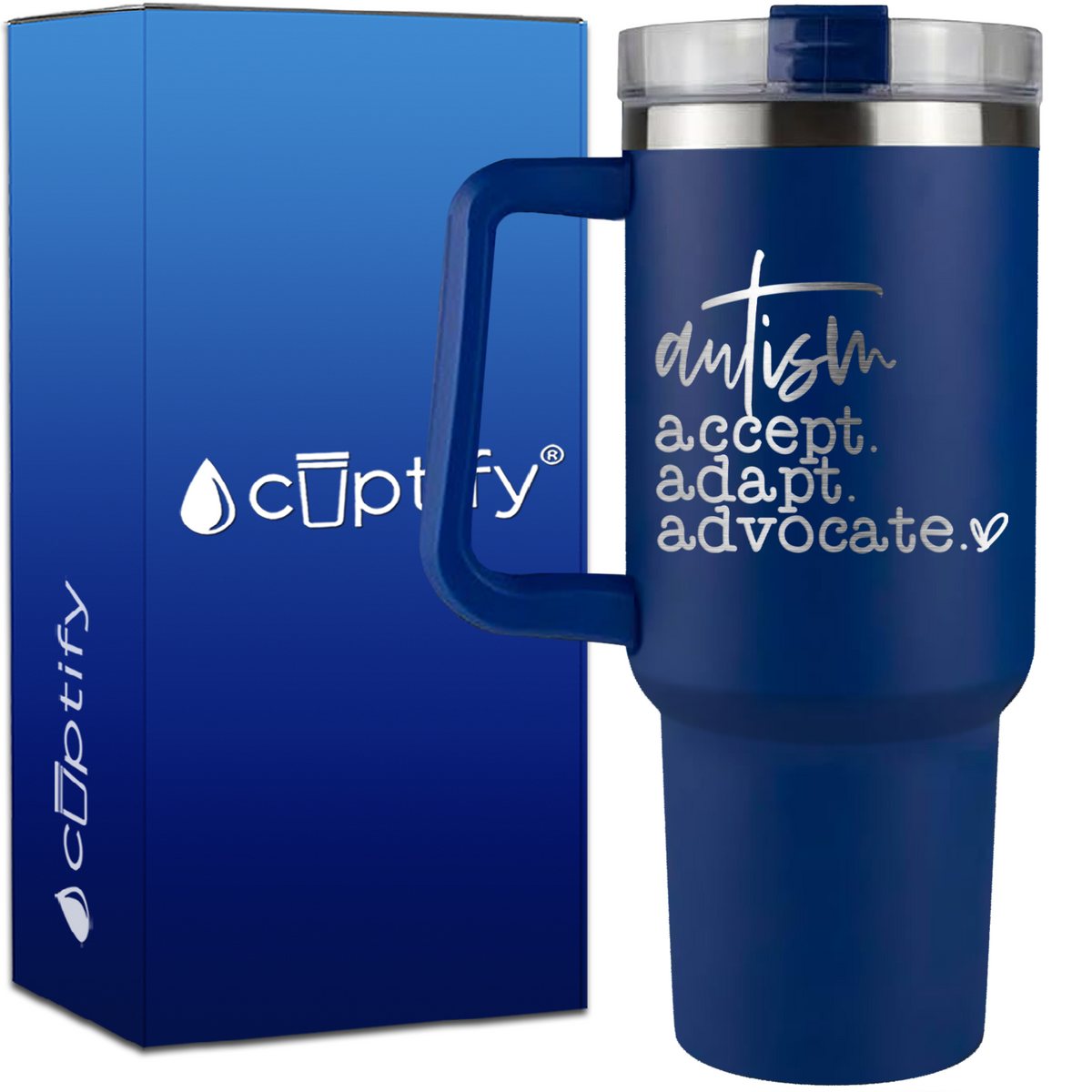 Autism Accept Adapt Advocate on 40oz Autism Traveler Mug
