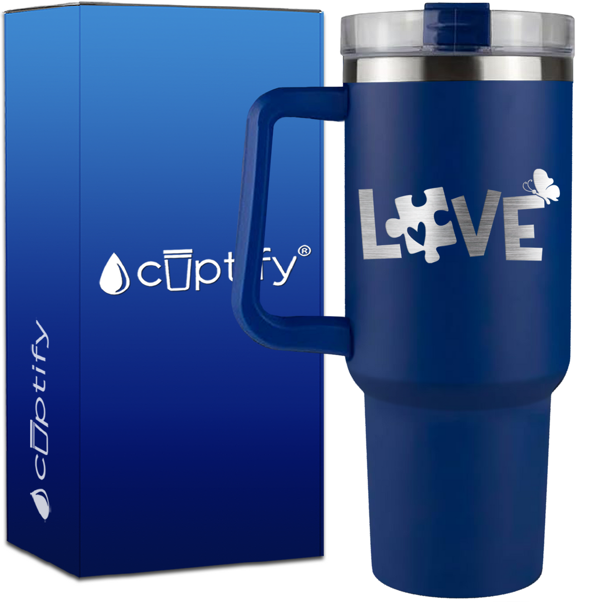 In April We Wear Blue on 40oz Autism Traveler Mug