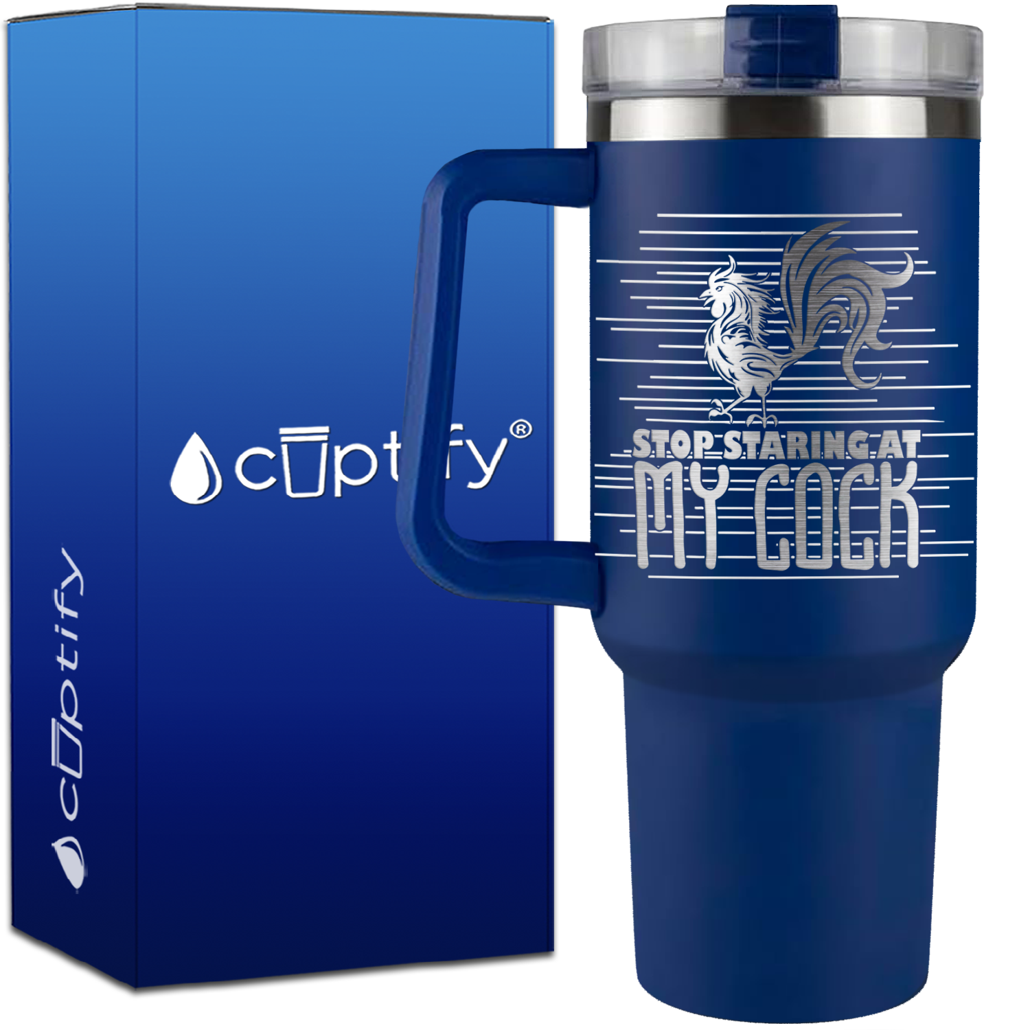 Stop Staring at My Cock on 40oz Funny Traveler Mug