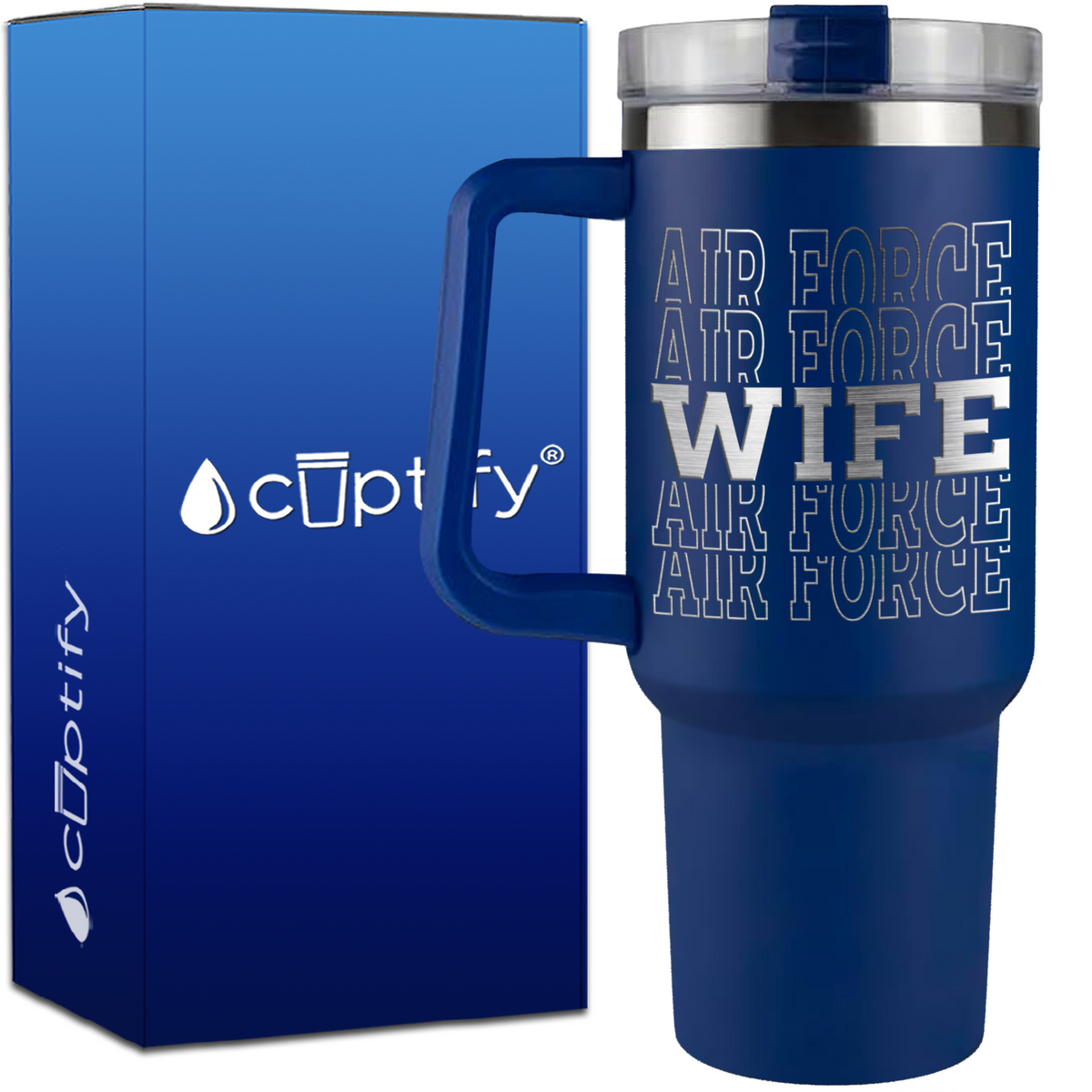 Air Force Wife Word Art on 40oz Traveler Mug