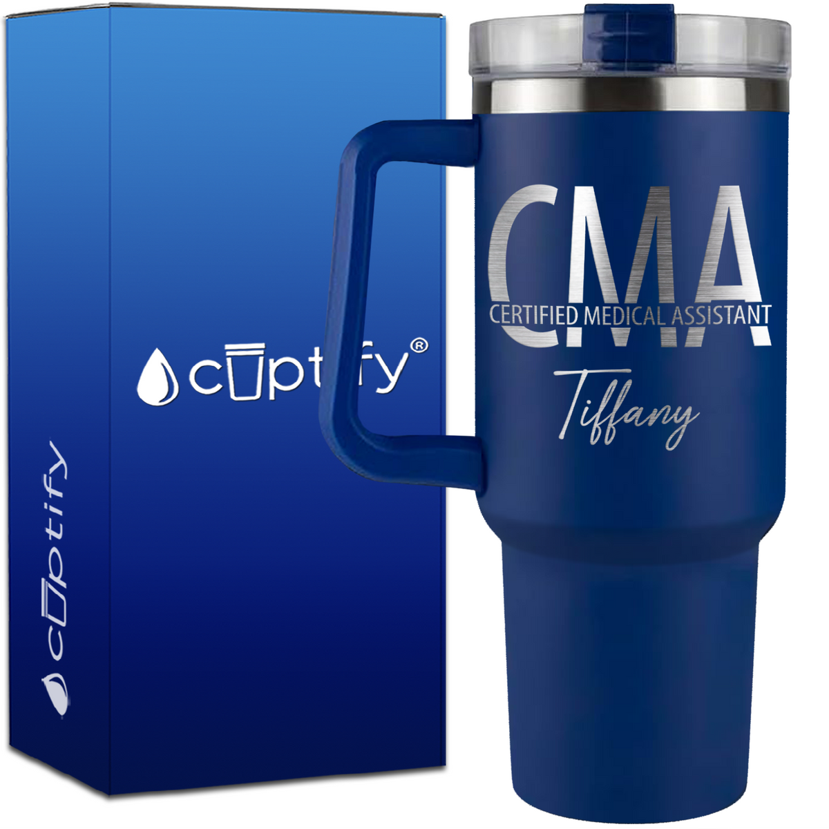 Personalized CMA Certified Medical Assistant on 40oz CMA Traveler Mug