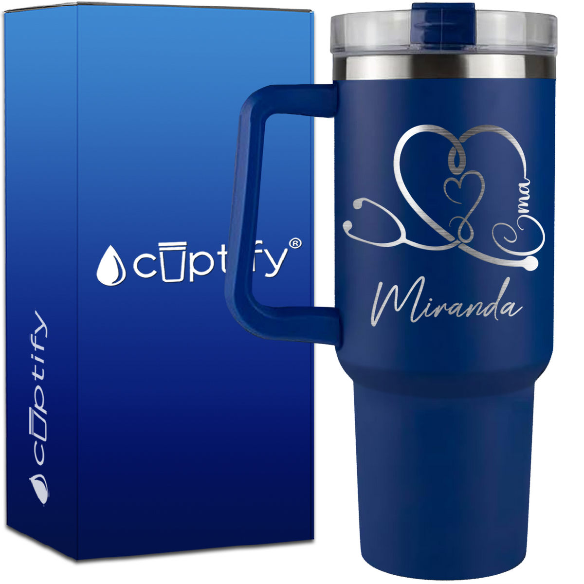 Personalized CMA Stethoscope Heart on 40oz CMA Traveler Mug