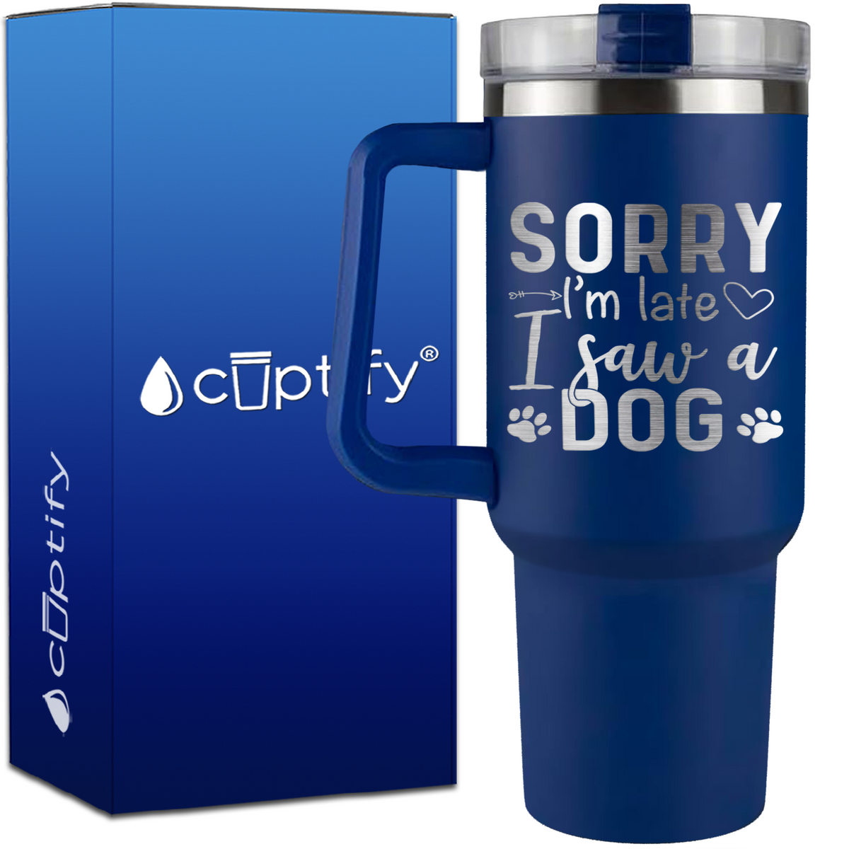 Sorry I'm Late I saw a Dog on 40oz Traveler Mug