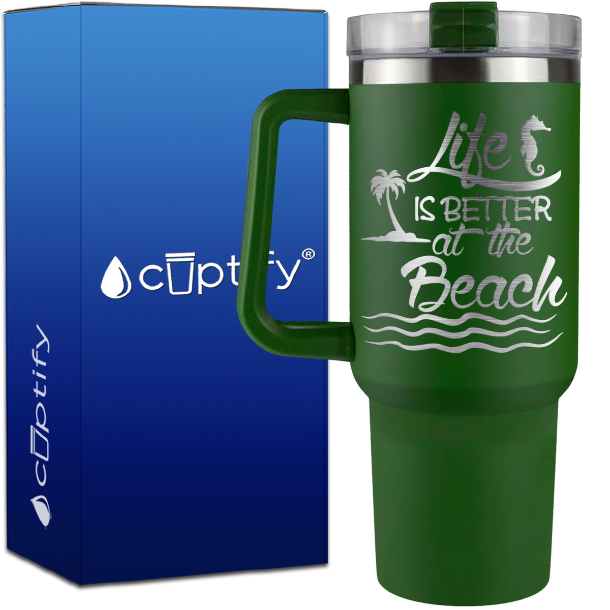 Life is Better at the Beach Wavy on 40oz Beach Life Traveler Mug