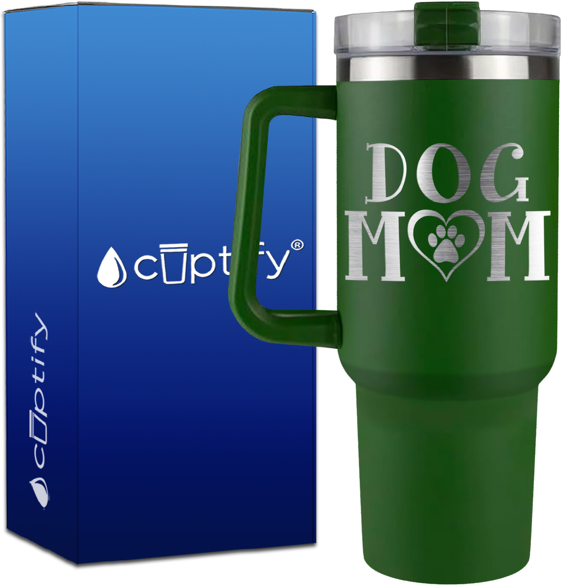 Dog Mom Heart on 40oz Mom Traveler Mug