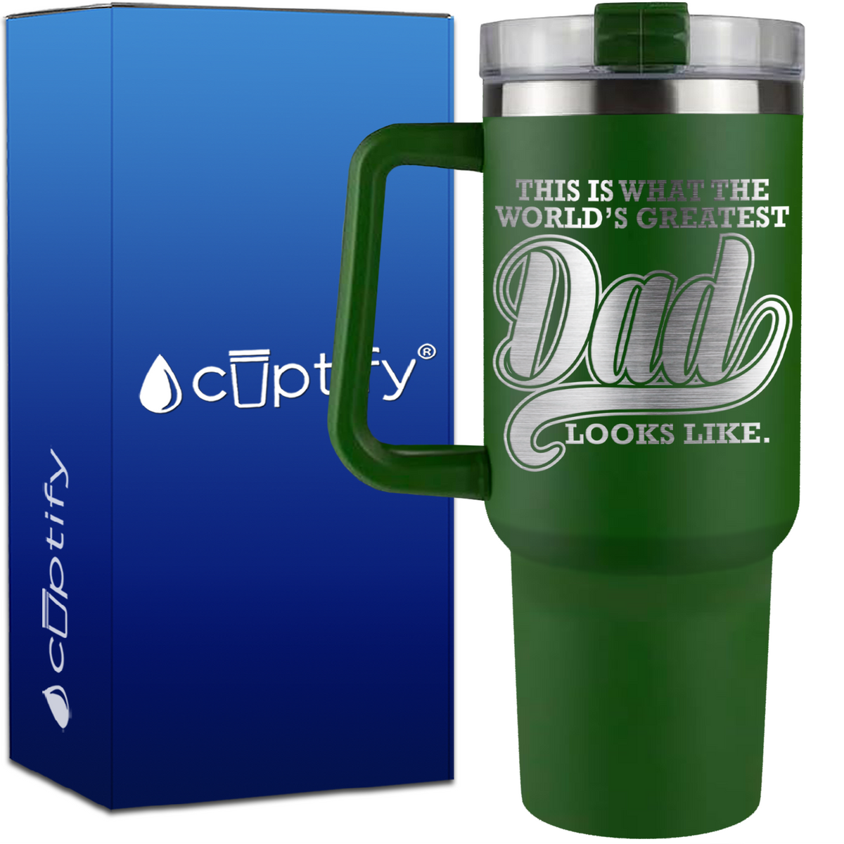 This is what the Worlds Greatest Dad Looks Like on 40oz Dad Traveler Mug