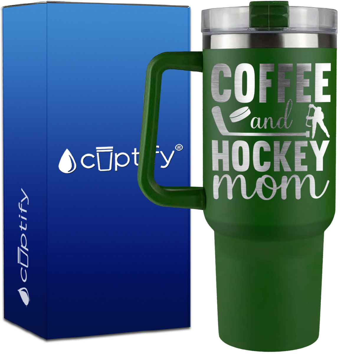 Coffee and Hockey Mom on 40oz Hockey Traveler Mug