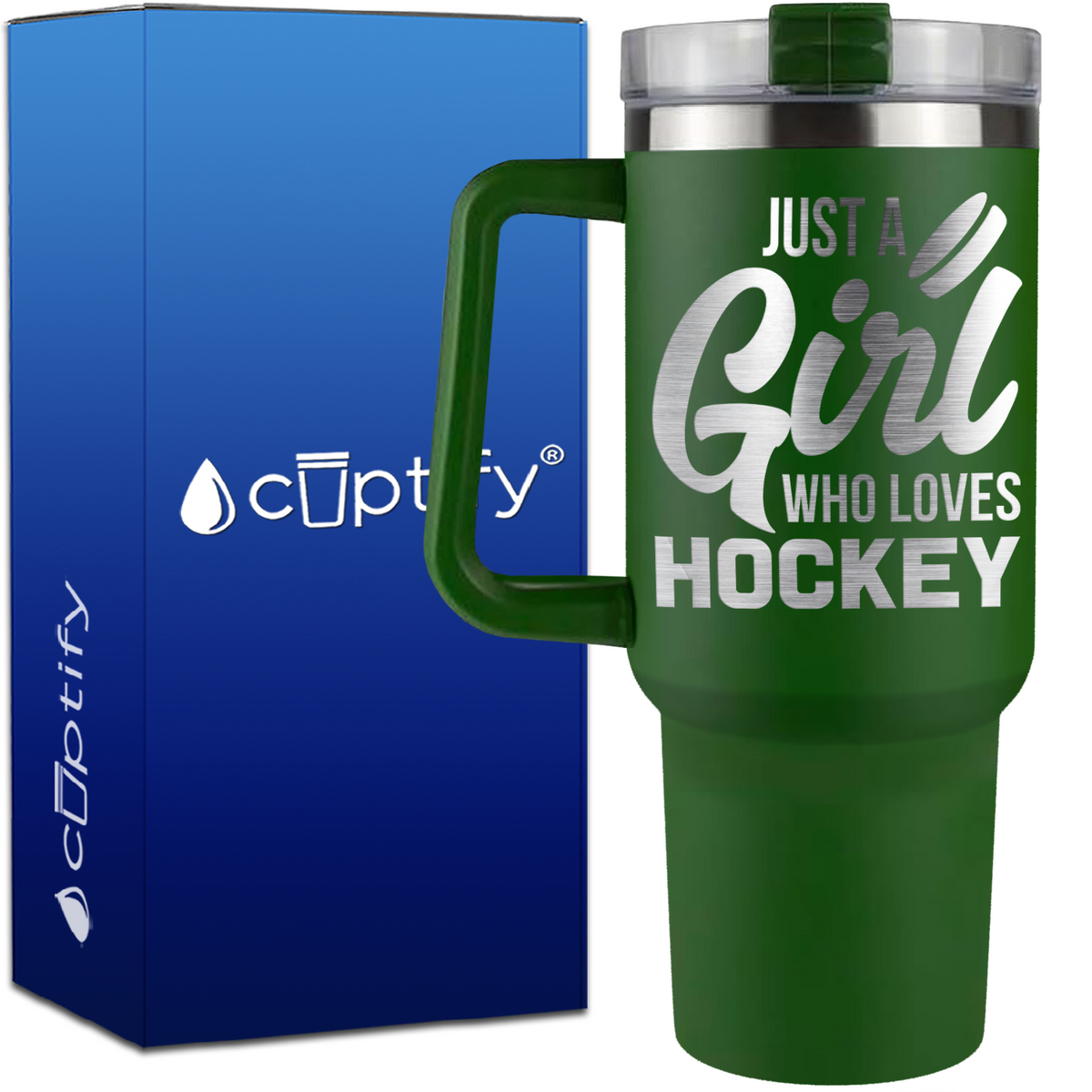 Just a Girl Who Loves Hockey on 40oz Hockey Traveler Mug