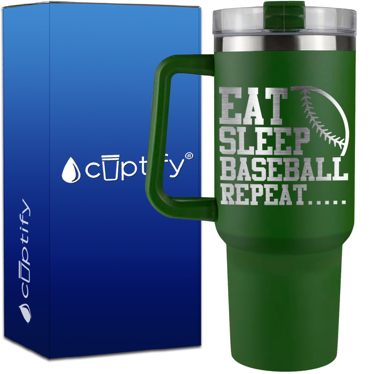 Eat Sleep Baseball Repeat on 40oz Baseball Traveler Mug