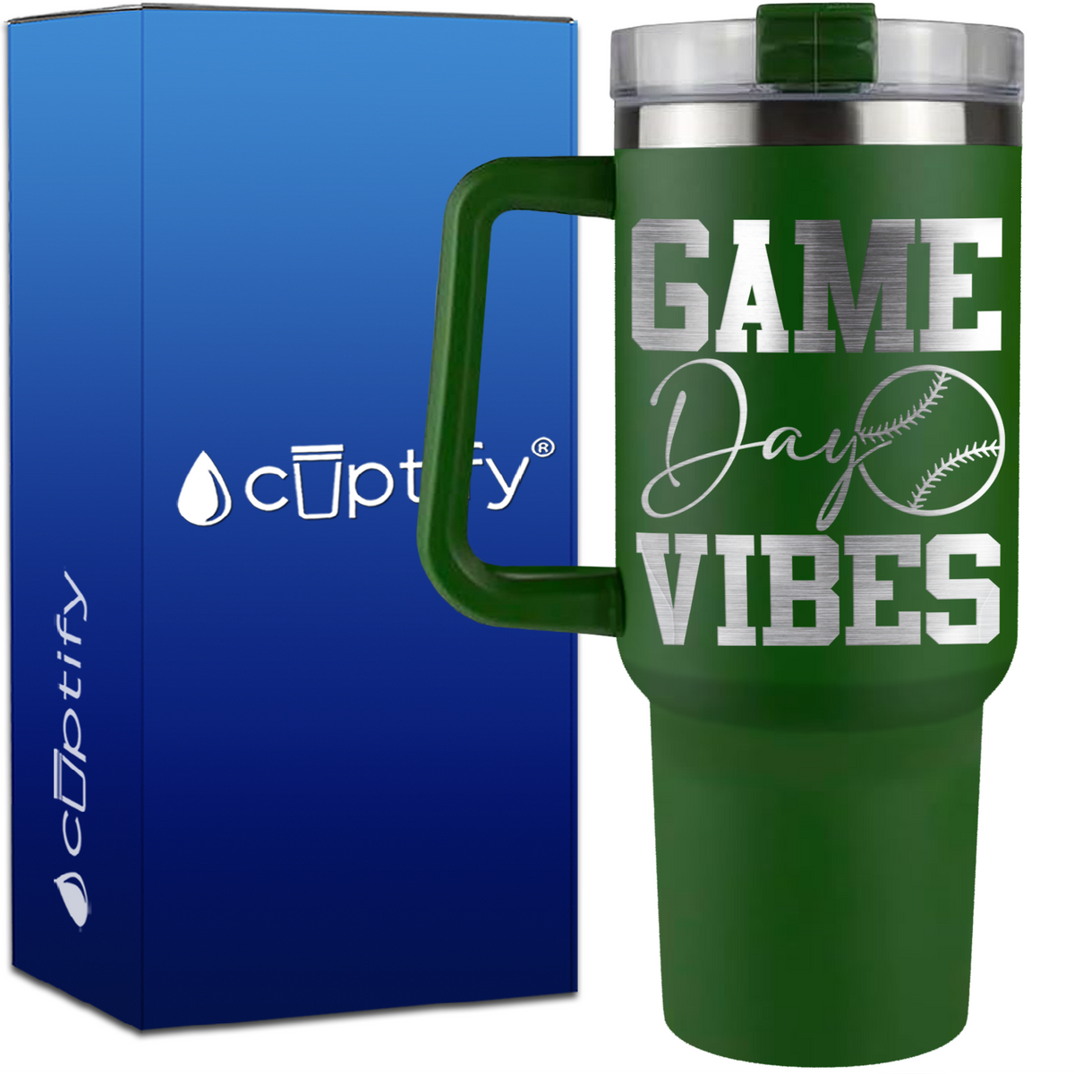 Game Day Vibes Baseball on 40oz Baseball Traveler Mug