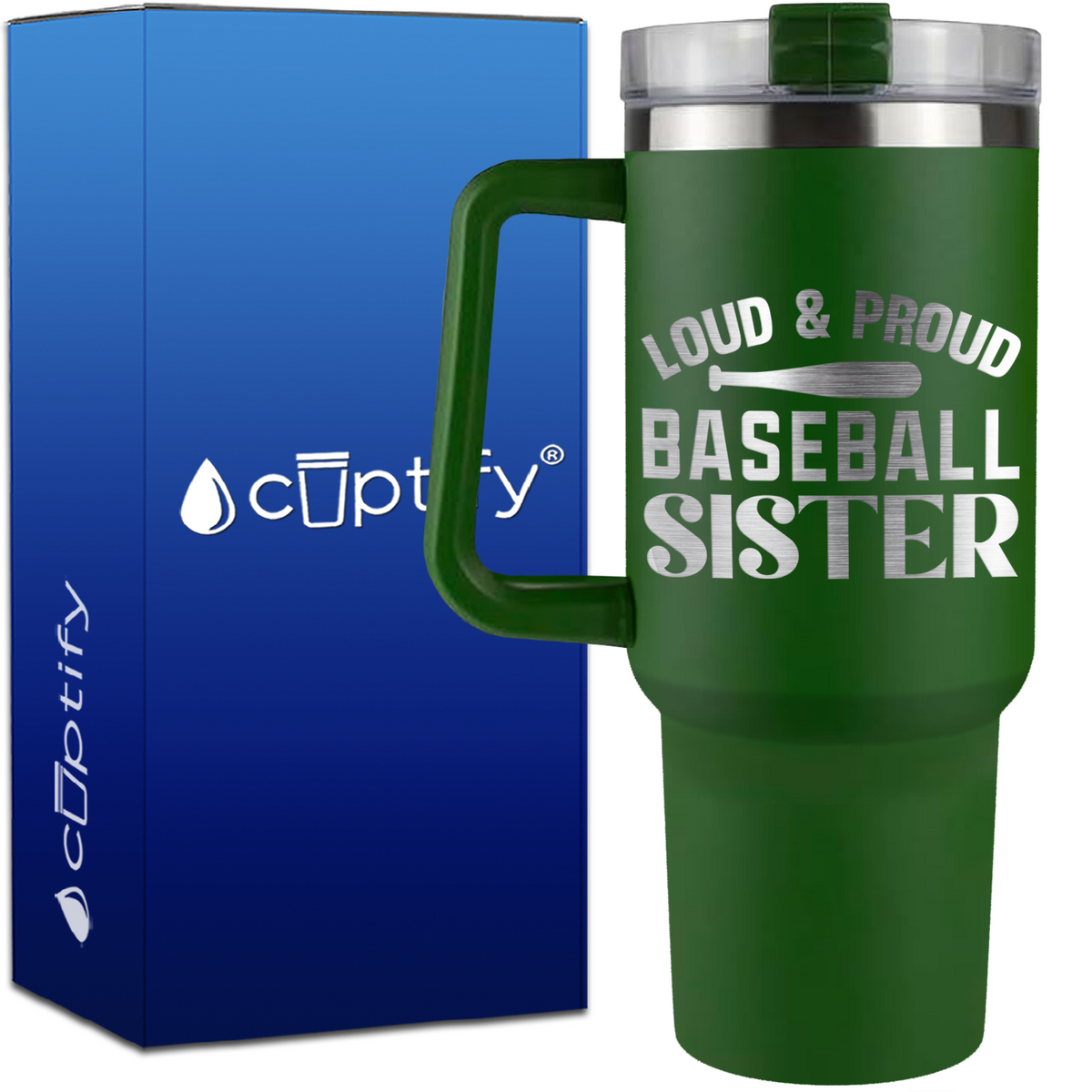 Loud and Proud Baseball Sister on 40oz Baseball Traveler Mug