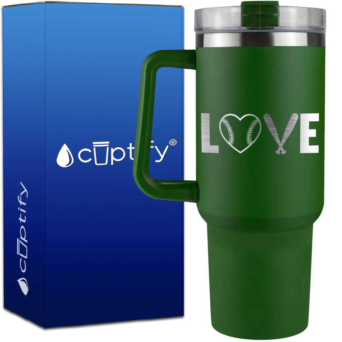 Love Baseball on 40oz Baseball Traveler Mug