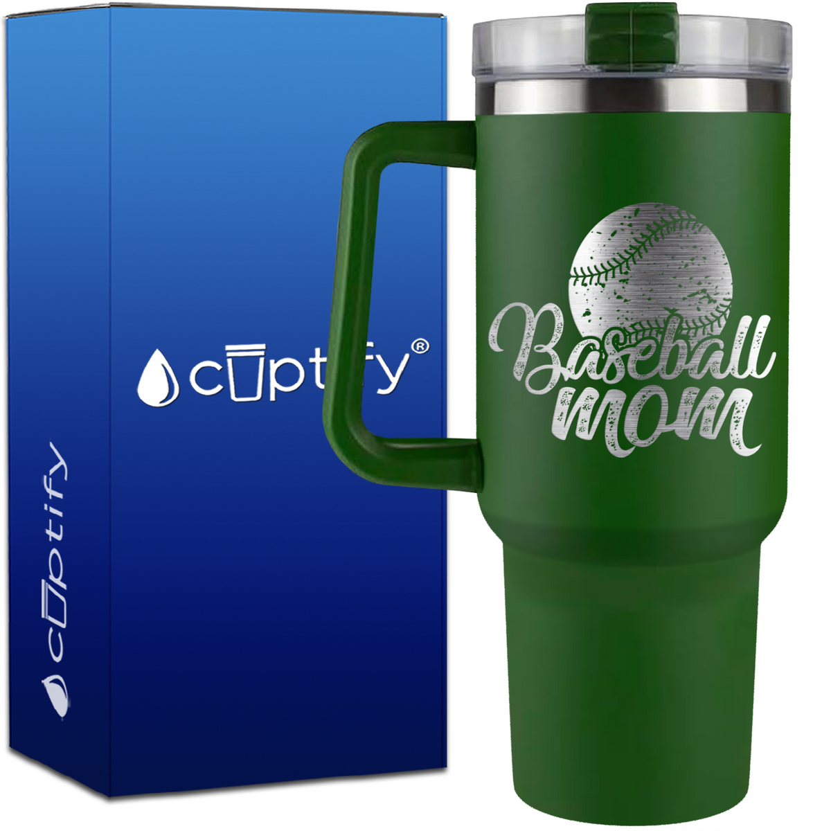 Baseball Mom Distressed on 40oz Baseball Traveler Mug