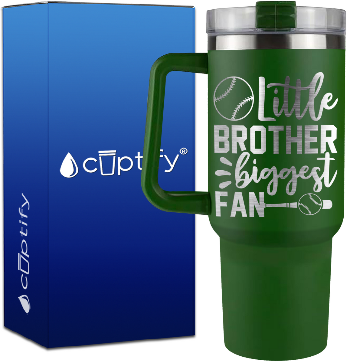 Little Brother Biggest Fan on 40oz Baseball Traveler Mug