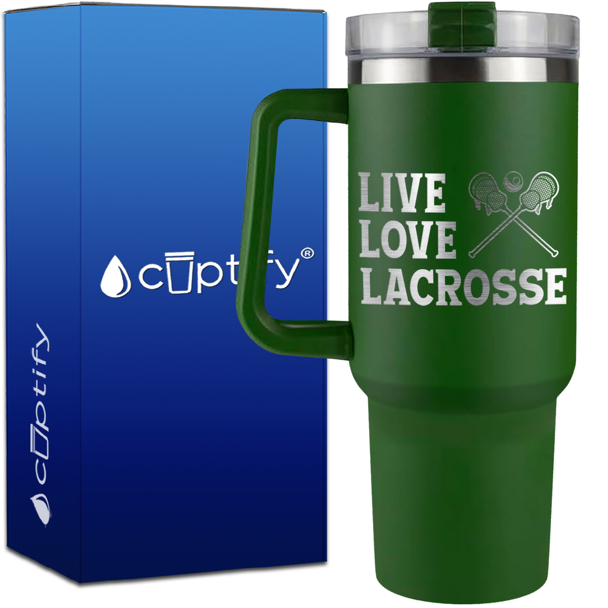 Live Love Lacrosse on 40oz Lacrosse Traveler Mug