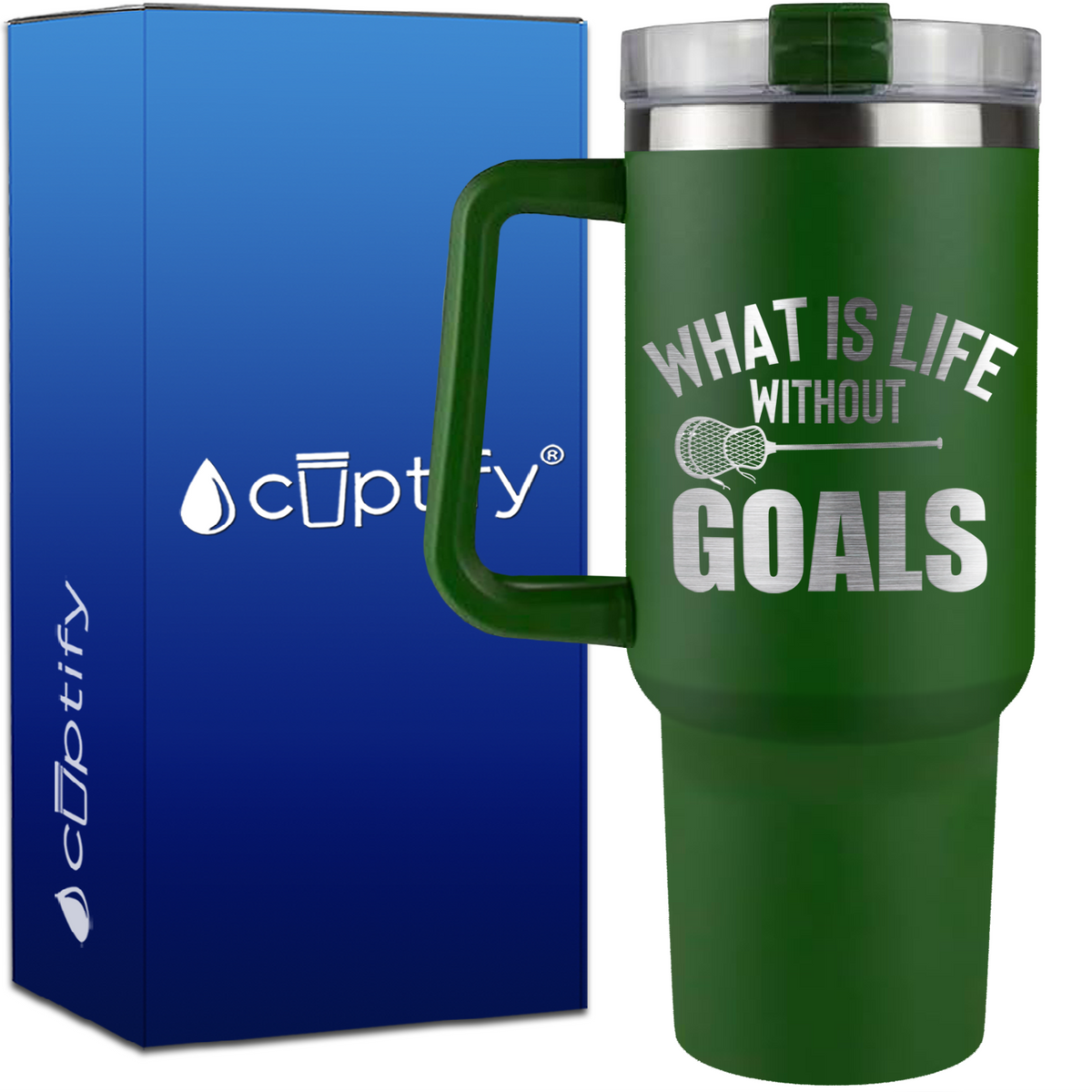 What is Life Without Goals Lacrosse Stick on 40oz Lacrosse Traveler Mug